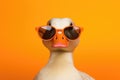 Portrait Duck With Sunglasses Orange Background Royalty Free Stock Photo