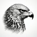 Intense Photorealistic Hawk Head Vector Illustration On White Background
