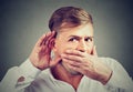 Portrait of an eavesdropping a gossip man Royalty Free Stock Photo