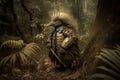 portrait of a echidna dressed as a conquistador, created with Generative AI technology