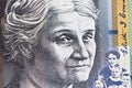 Portrait of Edith Cowan - Australian 50 dollar bill closeup. Royalty Free Stock Photo