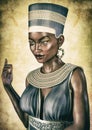 Portrait of an Egyptian Queen with an evil face.