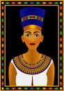 Portrait of the Egyptian Queen Nefertiti with a magnificent chain Royalty Free Stock Photo