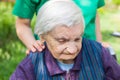 Senior woman sitting in wheelchair Royalty Free Stock Photo