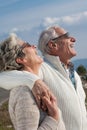 Elderly and happy couple in the sun