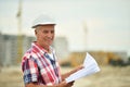 Portrait of an elderly man on a construction site Royalty Free Stock Photo