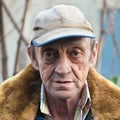 Portrait of a elderly man outdoors closeup Royalty Free Stock Photo