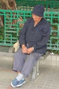 Portrait of a sleeping old man at the Tin Hau temple,Hongkong,China