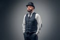 Elegant male in cylinder hat and waistcoat. Royalty Free Stock Photo