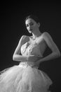 Portrait of an elegant refined ballet woman dancer posing in studio. Royalty Free Stock Photo