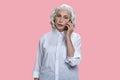 Portrait of elegant senior woman talking on mobile phone. Royalty Free Stock Photo