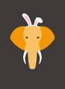 Portrait of elephant, wearing rabbit hair hoop, cool style