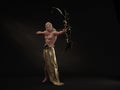 3D Rendering : A portrait of the elf male character standing with a golden bow and arrow in his hands Royalty Free Stock Photo