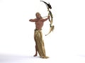3D Rendering : A portrait of the elf male character standing with a golden bow and arrow in his hands Royalty Free Stock Photo