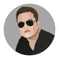 Portrait of Elon Musk with glasses. Famous founder, CEO and entrepreneur Elon Musk vector portrait