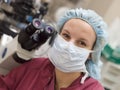 Portrait of embryologist wearing mask Royalty Free Stock Photo