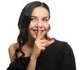 Portrait of emotional woman on white background