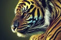 Portrait of an endangered Sumatran tiger in the wild, generative AI