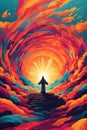 portrait of enlightened Jesus Christ showing path for salvation poster illustration