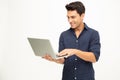 Portrait of an excited man holding laptop computer Royalty Free Stock Photo