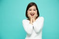 Portrait of excited screaming young asian woman standing Royalty Free Stock Photo