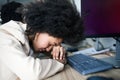 Portrait of an exhausted business woman sleeping at work Royalty Free Stock Photo