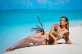 Portrait of exotic fantasy mermaid on the beach Royalty Free Stock Photo