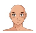 Portrait face manga anime male bald smiling