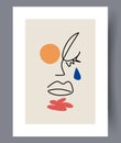 Portrait face upset woman wall art print