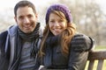 Portrait family outdoors in winter Royalty Free Stock Photo