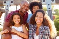 Portrait Of Family On Playground Climbing Frame Royalty Free Stock Photo