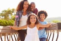 Portrait Of Family On Playground Climbing Frame Royalty Free Stock Photo