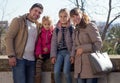 Portrait of family with two girls outdoors Royalty Free Stock Photo