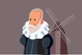 Miguel de Cervantes Vector Cartoon Illustration