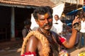 Portrait of a fan of Kali. Celebration of Shivarathri in India. Karnataka, Gokarna, February 2017