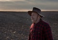 Portrait of farmer in field in winter Royalty Free Stock Photo