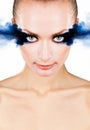 Fashion model girl with beautiful blue eyes creative bright color eye makeup Royalty Free Stock Photo