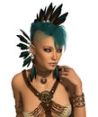 Portrait with Feather Jewelry, 3d CG CA