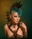 Portrait with Feather Jewelry, 3d CG