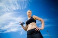 Portrait of female athlete holding a discus Royalty Free Stock Photo