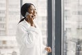 Portrait of female black doctor standing in her office at clinic Royalty Free Stock Photo