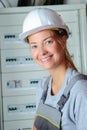 Portrait female blue collar worker Royalty Free Stock Photo