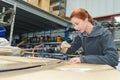 portrait female carpenter working Royalty Free Stock Photo