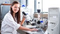 Portrait of a female chemistry student carrying out research in a chemistry lab Royalty Free Stock Photo