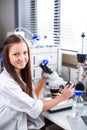 Portrait of a female chemistry student carrying out research in a chemistry lab Royalty Free Stock Photo