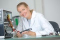 Portrait female computer technician Royalty Free Stock Photo