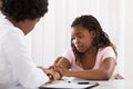 Female Doctor Comforting Depressed Patient Royalty Free Stock Photo