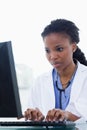 Portrait of a female doctor using a computer Royalty Free Stock Photo