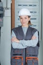 portrait female electrician posing Royalty Free Stock Photo