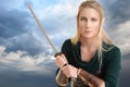 Portrait female elf with sword Royalty Free Stock Photo